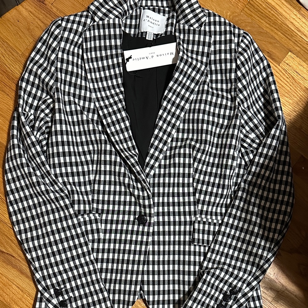 Black and White Checkered Women's Blazer